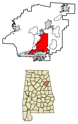 Location of Anniston in Calhoun County, Alabama