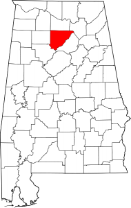 Map of Alabama Highlighting Cullman County