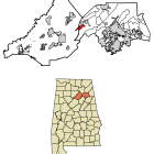 Location of Altoona in Blount County and Etowah County